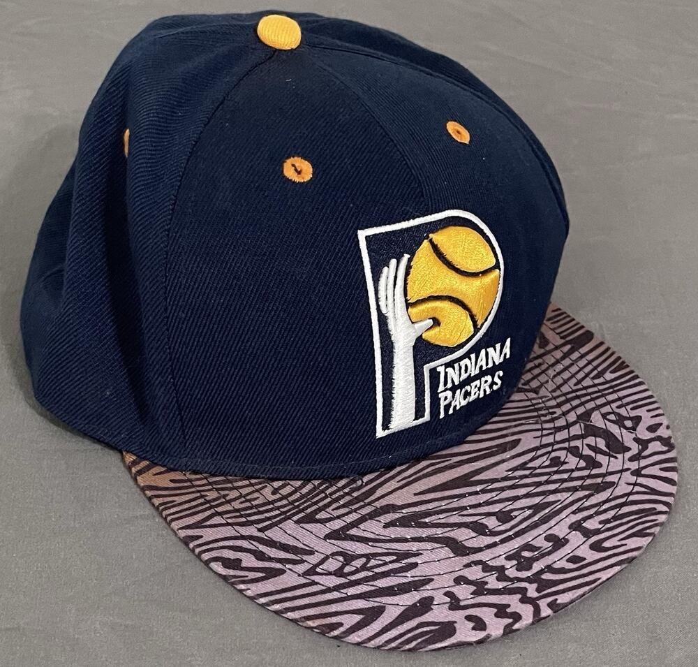 Mitchell & Ness Indiana Pacers Snapback Hat Blue Zebra Zubaz Brim Vintage Style